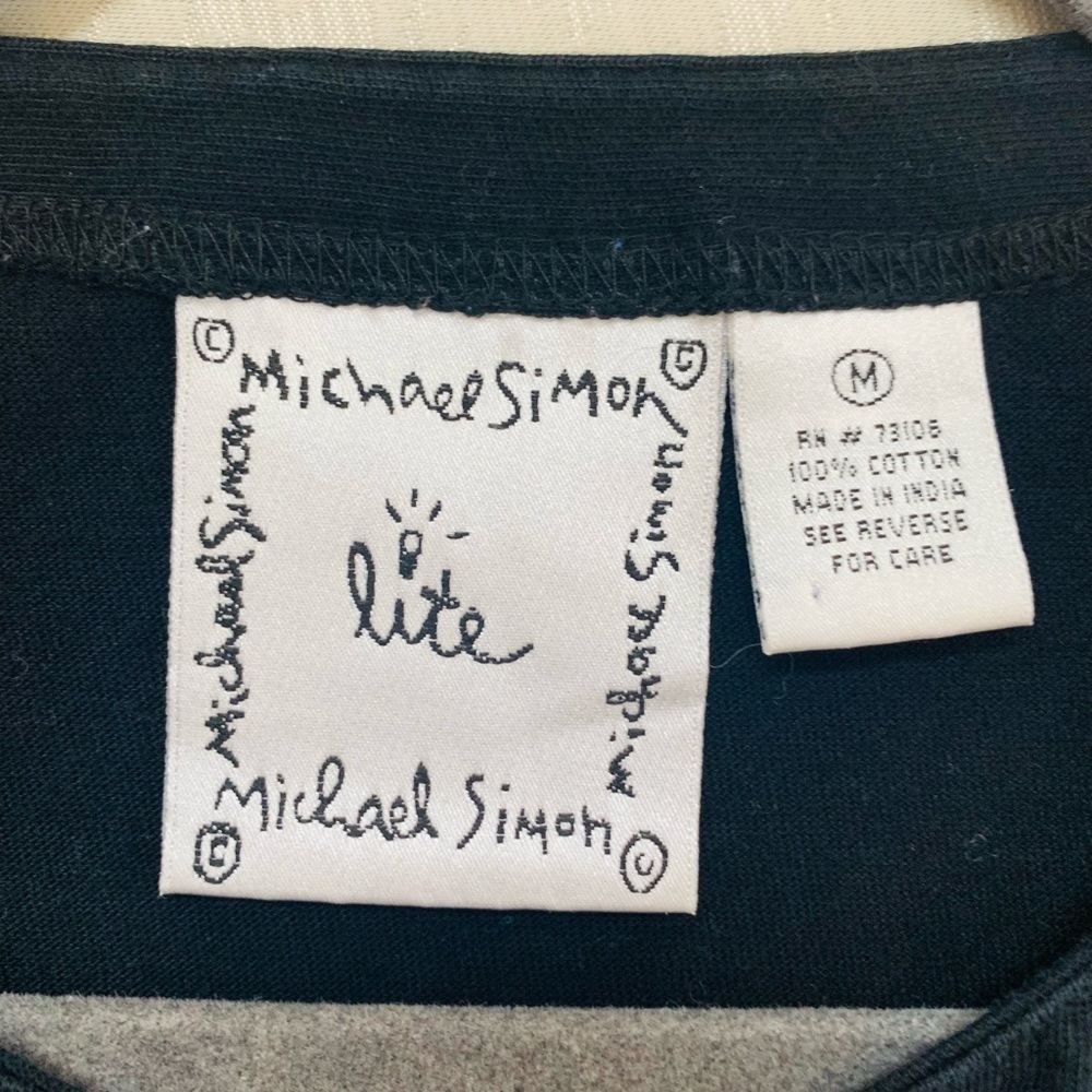 Michael Simon Lite Embroidered Beaded Strawberries Black Buttondown Top Size M - Picture 5 of 6